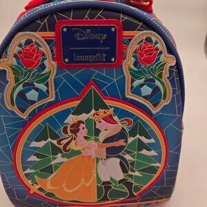 Disney Loungefly Beauty and the Beast Stained Glass Mini Backpack NWT